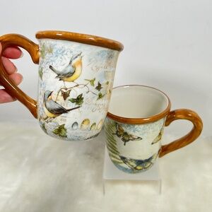 The Studio Shop Birds & Butterflies Design 2PC Coffee Mugs by Susan Winget